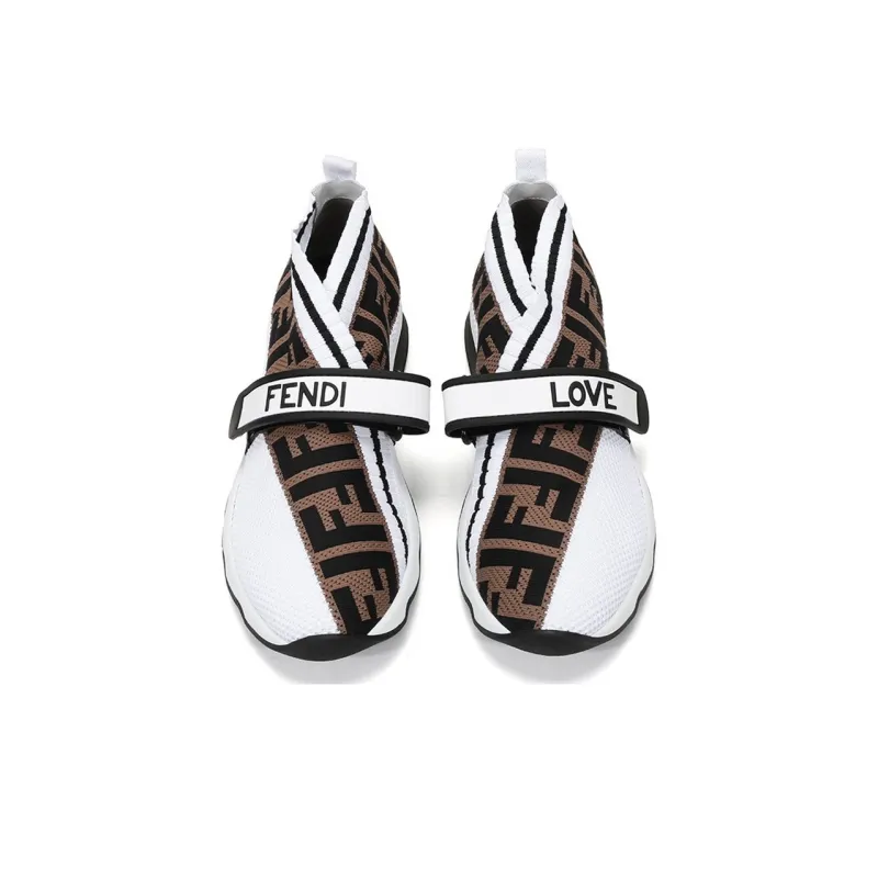 FENDI Women's FF Motif Rockoko Sneaker 'White Brown'-4