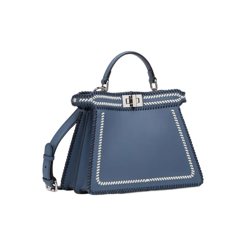 FENDI Peekaboo ISeeU Calfskin Shoulder Bag, Crossbody Bag, Handbag Small Size Women's Blue-1
