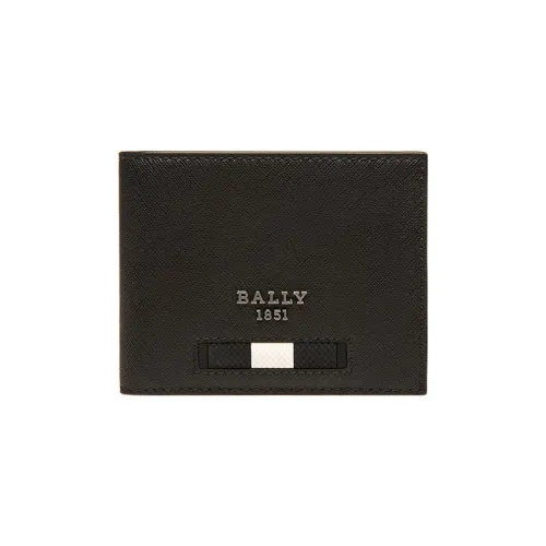 BALLY Cow Leather Coin Purse Wallet Mens Black