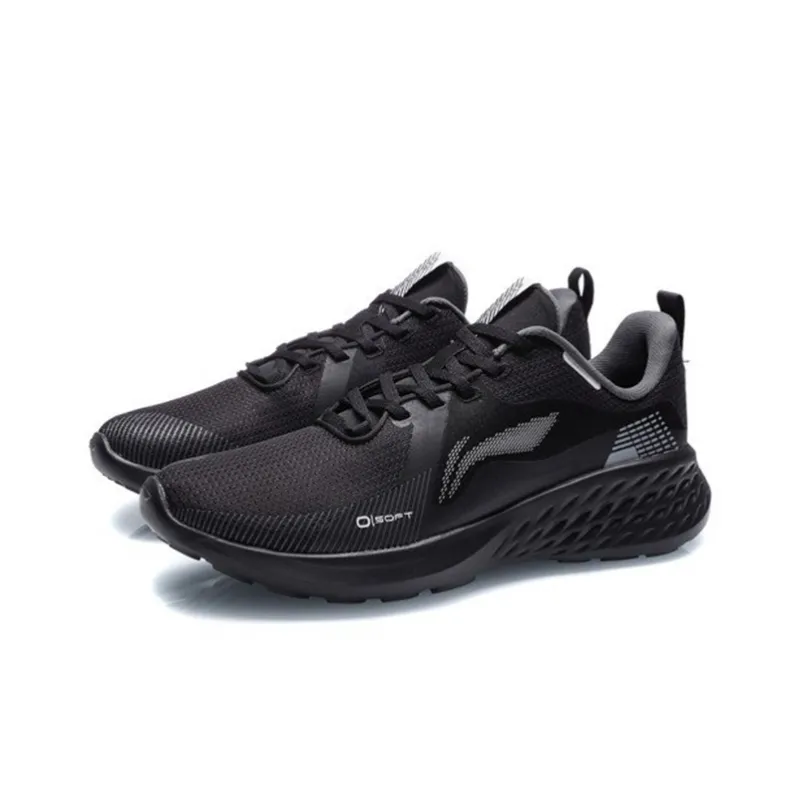 LiNing Soft Element Cushioned Anti-Slip Wear-Resistant Breathable Lightweight Low-Top Sports Casual Shoes Black-2