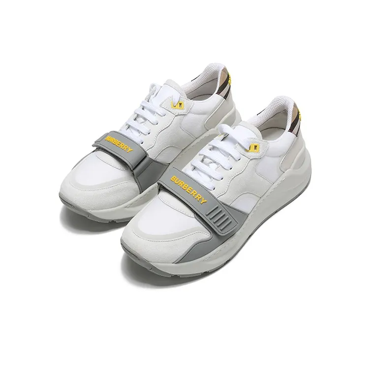 Burberry Vintage Non slip Lightweight Low Top Athletic Shoes Men's White Gray-3