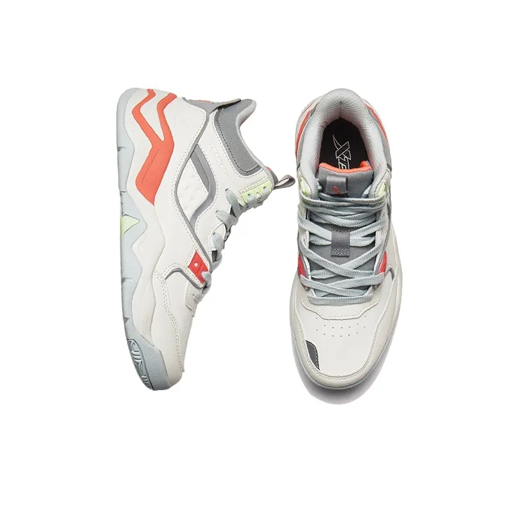 XTEP Anti Slip Wear Resistant High Top Sports Casual Shoes Women's White Gray-2