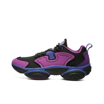 PEAK Shock Absorbers With Slip Resistant And Abrasion Resistant Properties Low Top Sports Casual Shoes Black Purple