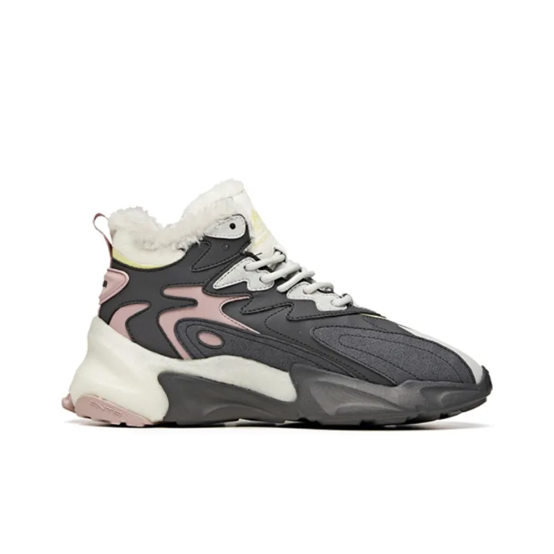 Anta Life Collection Cushioned Anti-Slip And Wear-Resistant Warm Mid-Top Casual Shoes Women's Stone Gray-1