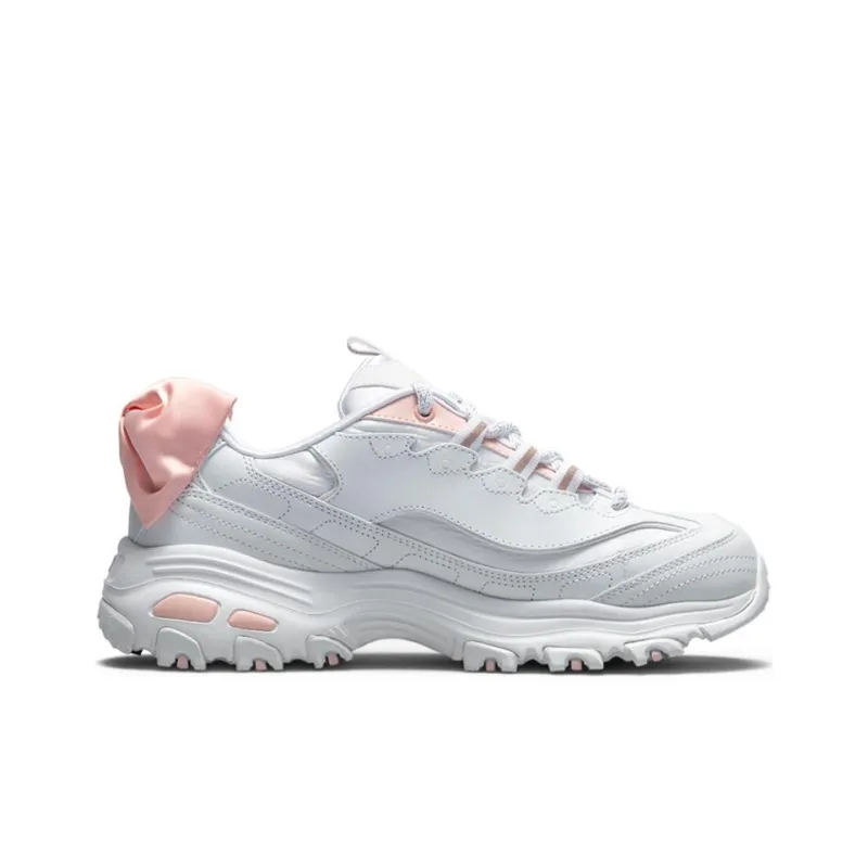 Skechers D'LITES 1.0 Anti Slip Wear Resistant Low Top Casual Shoes Women's Pink White-1