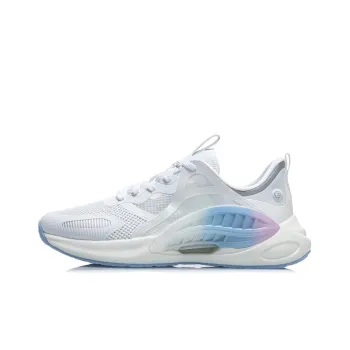 LiNing Comet Cushioned Anti Slip Wear Resistant Breathable Lightweight Low Top Sports Casual Shoes Women's White Blue