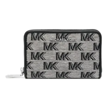 MICHAEL KORS Calfskin Patchwork Fabric Wallet Women's Black