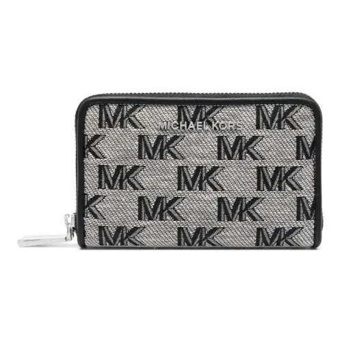 MICHAEL KORS Calfskin Patchwork Fabric Wallet Women's Black