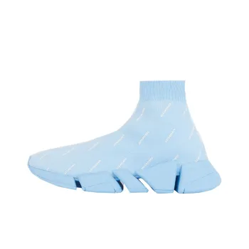 Balenciaga All Over Logo Speed 2.0 Light Blue Women's