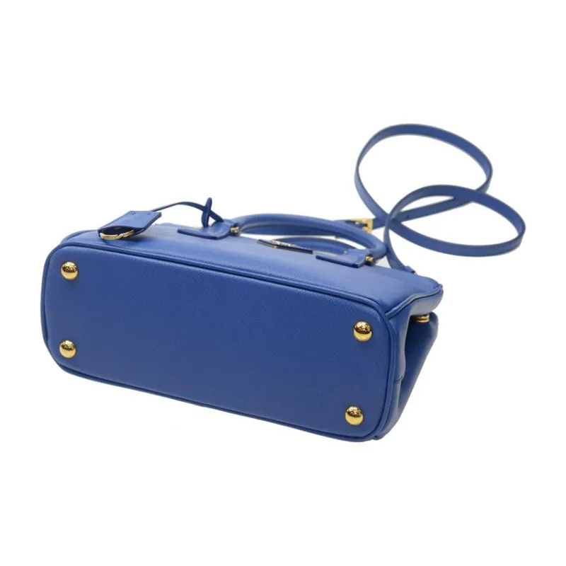 PRADA Galleria Killer Bag Calfskin Shoulder Bag Crossbody Bag Handbag Medium Size Women's Marine Blue-4