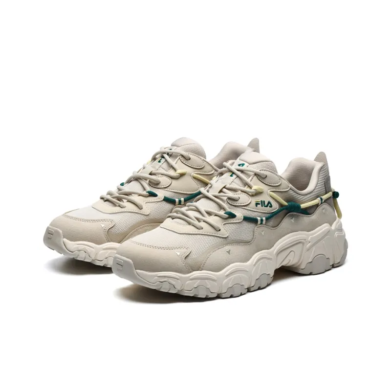 FILA Fashion Sneakers Cushioning Anti Slip Wear Resistant Breathability Low Top Casual Shoes Men's Beige-2
