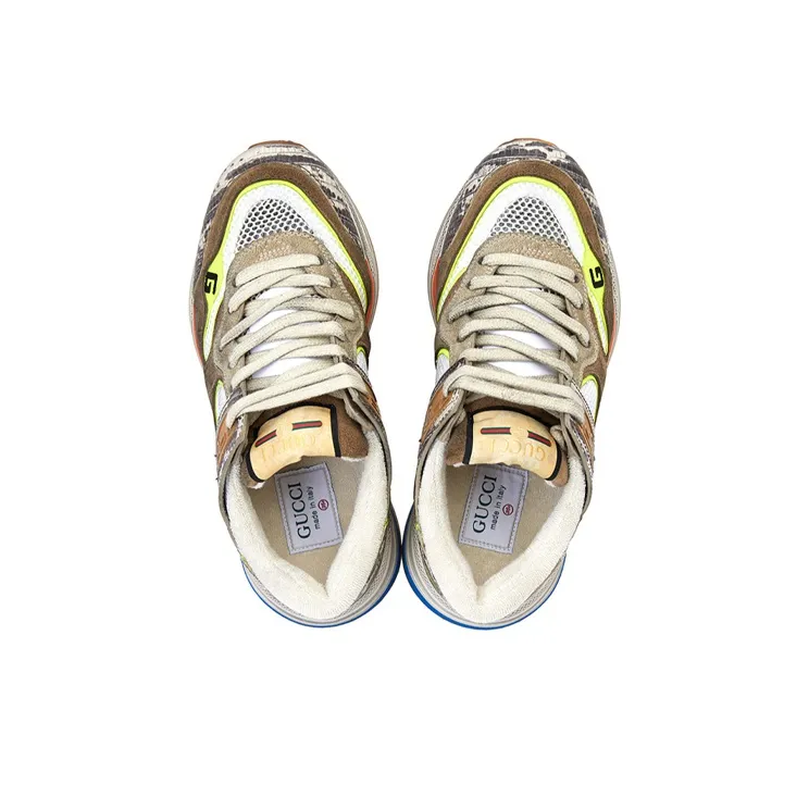 GUCCI Ultrapace Low Top Casual Shoes Women's Brown Yellow-3