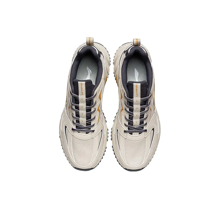 LiNing Support Trendy Non slip Lightweight Low Top Sports Casual Shoes Men's Beige Yellow-3