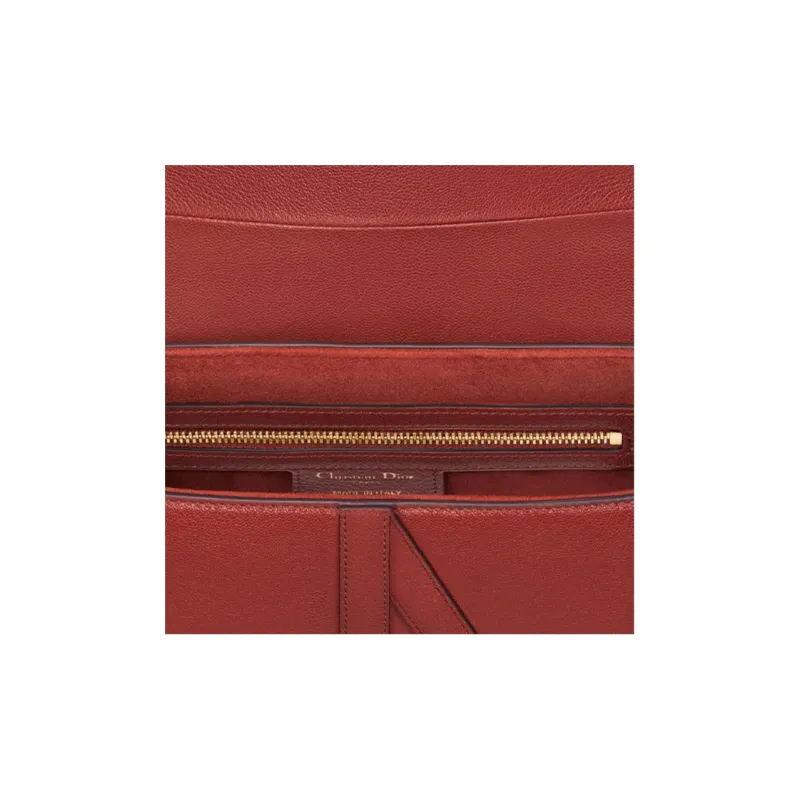 DIOR Sheepskin Saddle Bag Clutch Women's Brick Red-3
