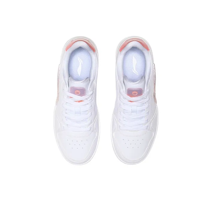 LiNing Shock Absorbers With Slip Resistant And Abrasion Resistant Properties Low Top Casual Shoes Women's White Purple-3