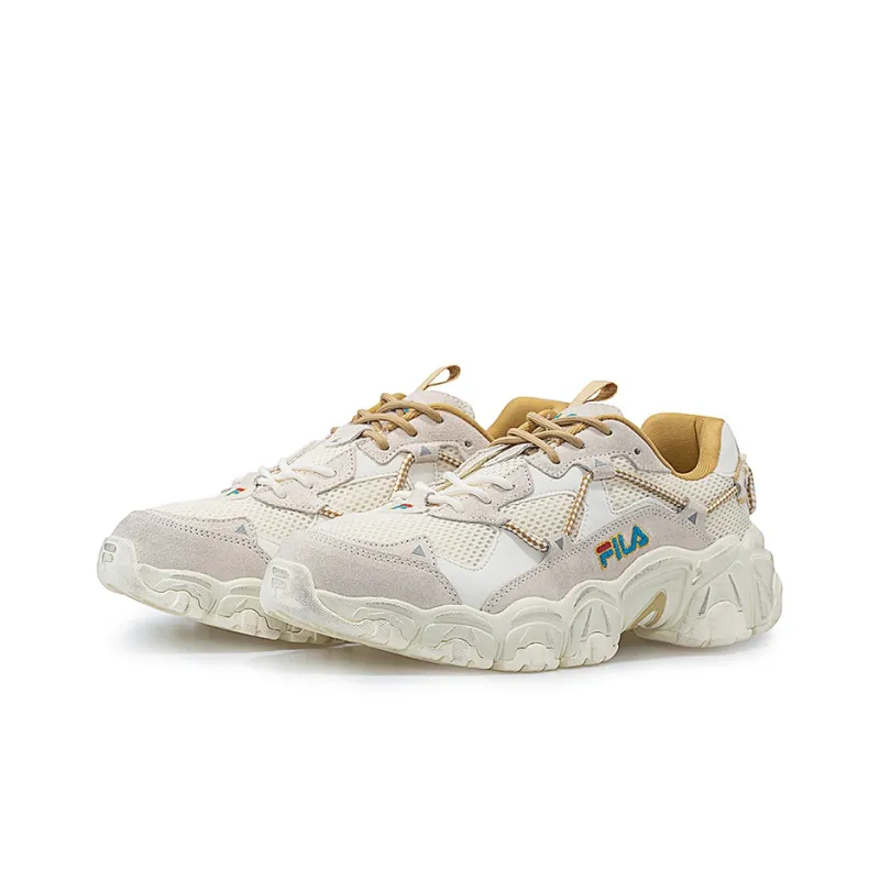 FILA FUSION Fluid Fluid Cushioning Anti Slip And Wear Resistant Low Top Casual Shoes Women's Gray White Yellow-2