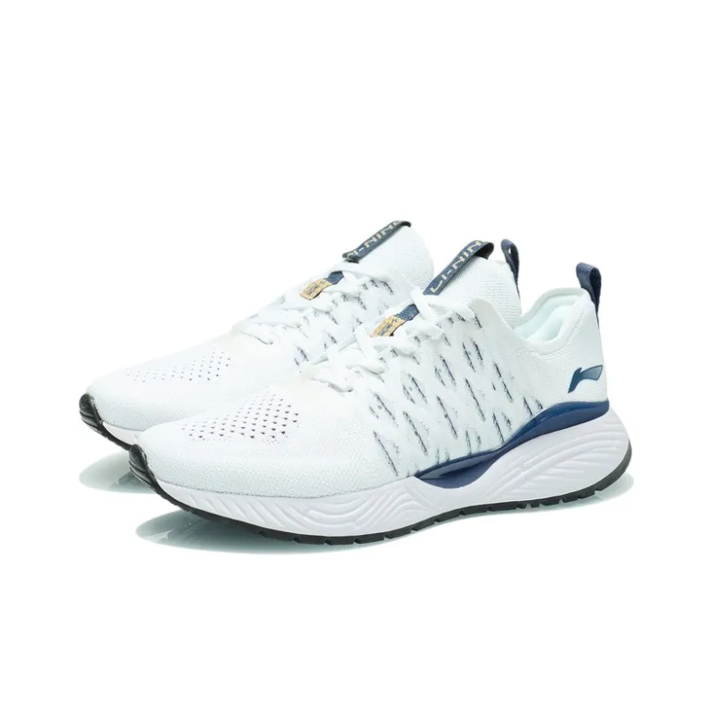 LiNing Soft Cushioned Anti Slip Wear Resistant Breathable Lightweight Low Top Sports Casual Shoes White-2