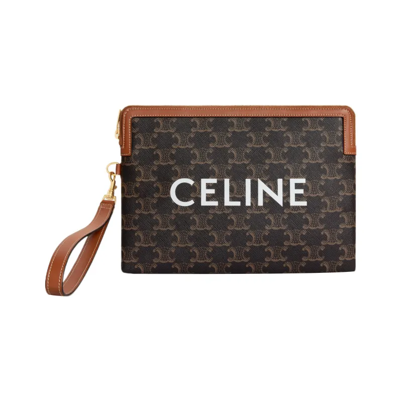 CELINE Wool Clutch Women's Yellow Brown-0