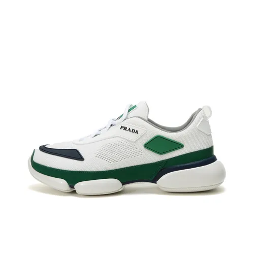 PRADA Cushioning Height Increasing Low-Top Casual Shoes Men's White