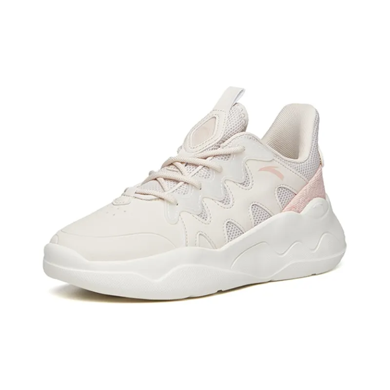 Anta Life Collection Chao Bai Cushioned Slip-Resistant Breathable Low-Top Casual Shoes Women's Ivory White-2
