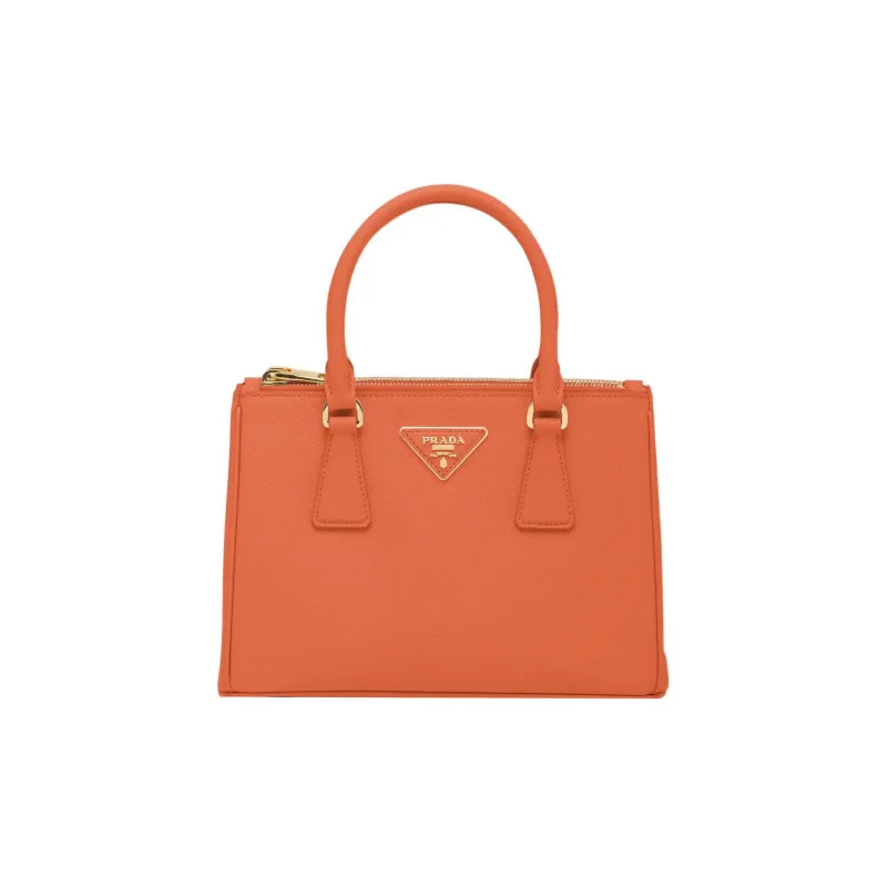 PRADA Galleria Killer Bag Leather Shoulder Bag Crossbody Bag Handbag Small Size Women's Orange-0