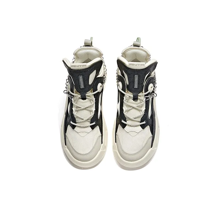 ANTA Casual Shoes Women's Low Top Ivory White/Castle Gray/Green-2