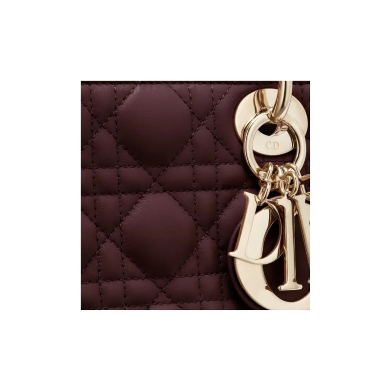 DIOR Lady Dior Sheepskin Dior Bag One Shoulder Handbag Crossbody Bag Clutch Small Size Women's Fuchsia-3