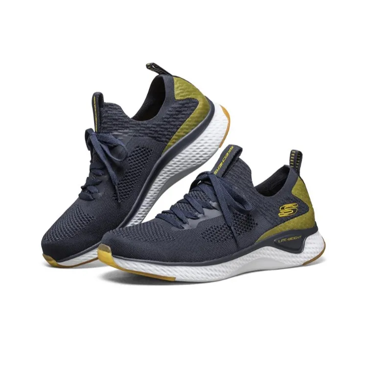 Skechers Solar Fuse Cushioned Wear-Resistant Breathable Rebound Low-Top Casual Shoes Men's Marine Blue-2