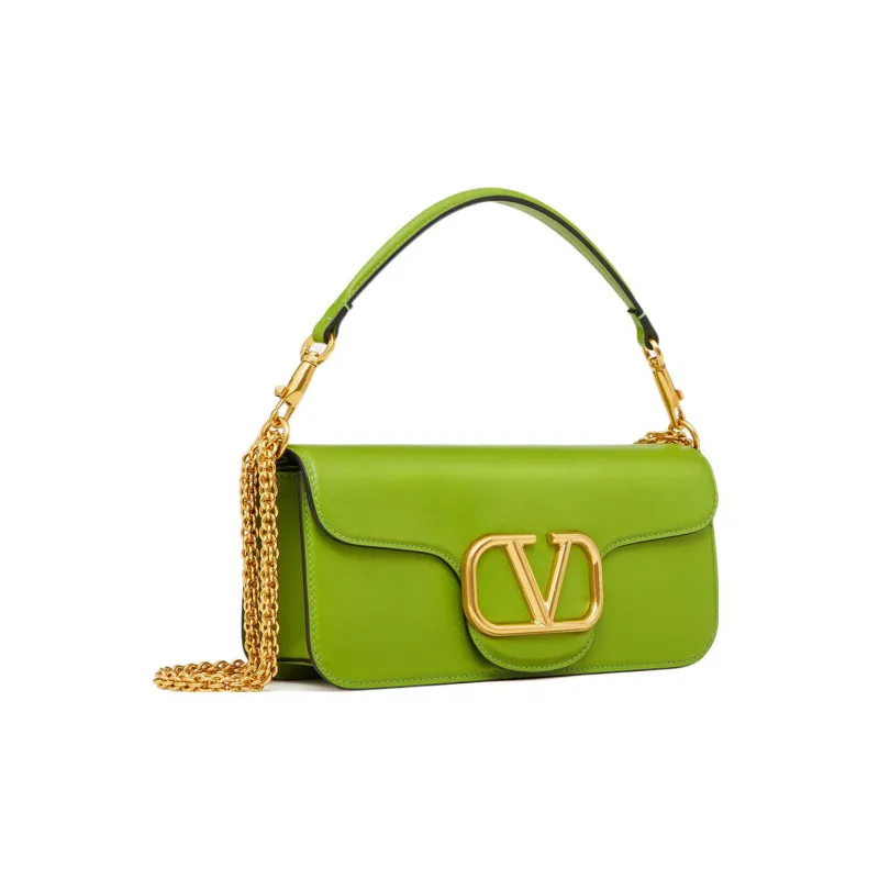 Valentino Locò Calfskin Baguette Bag Shoulder Bag Crossbody Bag Handbag Regular Women's Mustard Green Color-1