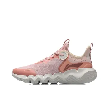 LiNing LN Fle Cushioned Anti Slip Wear Resistant Lightweight Breathable Low Top Casual Shoes Women's Peach Orange Pink
