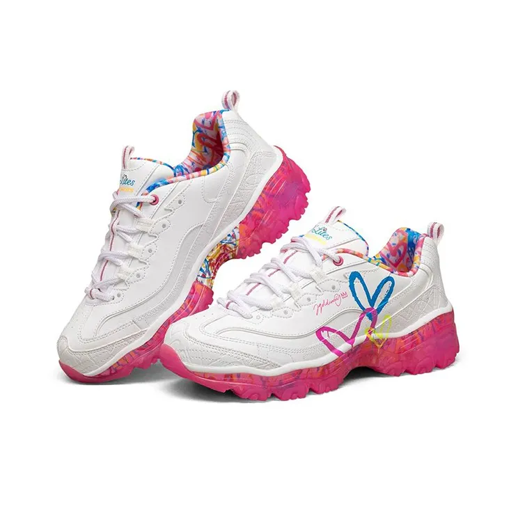 Skechers James Goldcrown X Skechers D'Lites Crystal Low Top Running Shoes Pink/White Women's-2