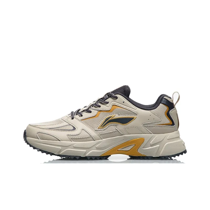 LiNing Support Trendy Non slip Lightweight Low Top Sports Casual Shoes Men's Beige Yellow-0