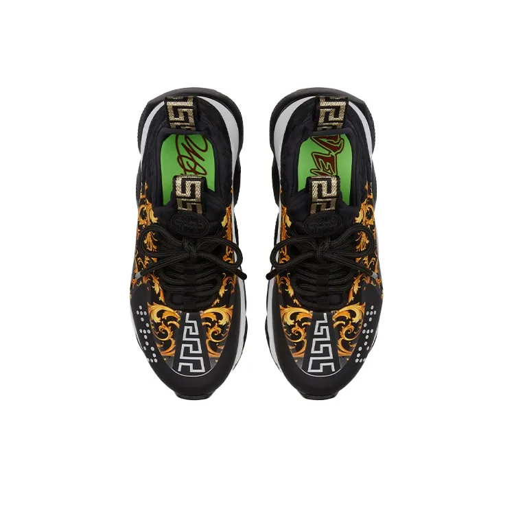 VERSACE Cross Chainer Baroque Print Black White Women's-4