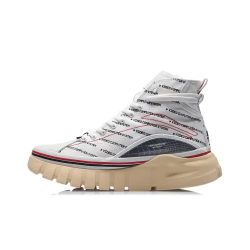 LiNing Wave Boot Anti Slip And Wear Resistant Breathable High Top Sports Casual Shoes Women's White Black