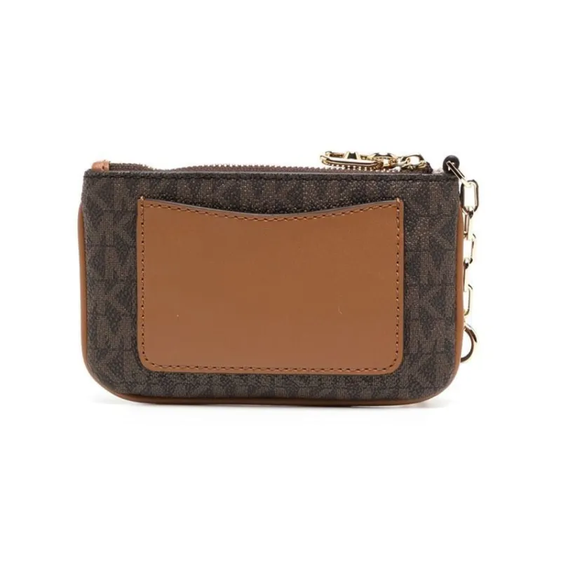 MICHAEL KORS Leather Card Holder, Wallet Women's Walnut Brown-1
