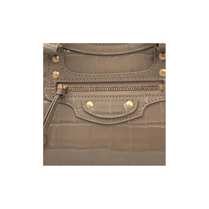 Balenciaga Neo Classic Leather Tote Bag Shopping Bag Portable Crossbody Bag Shoulder Bag Mini Women's Khaki-2