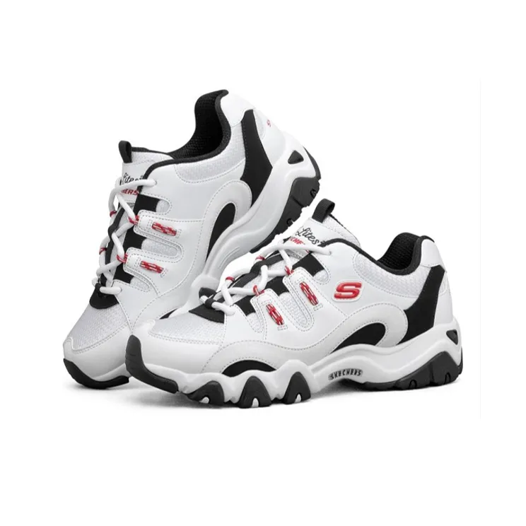 Skechers D'LITES 2.0 Cushioned Wear Resistant Breathable Low Top Casual Shoes Women's White Blue Red-2