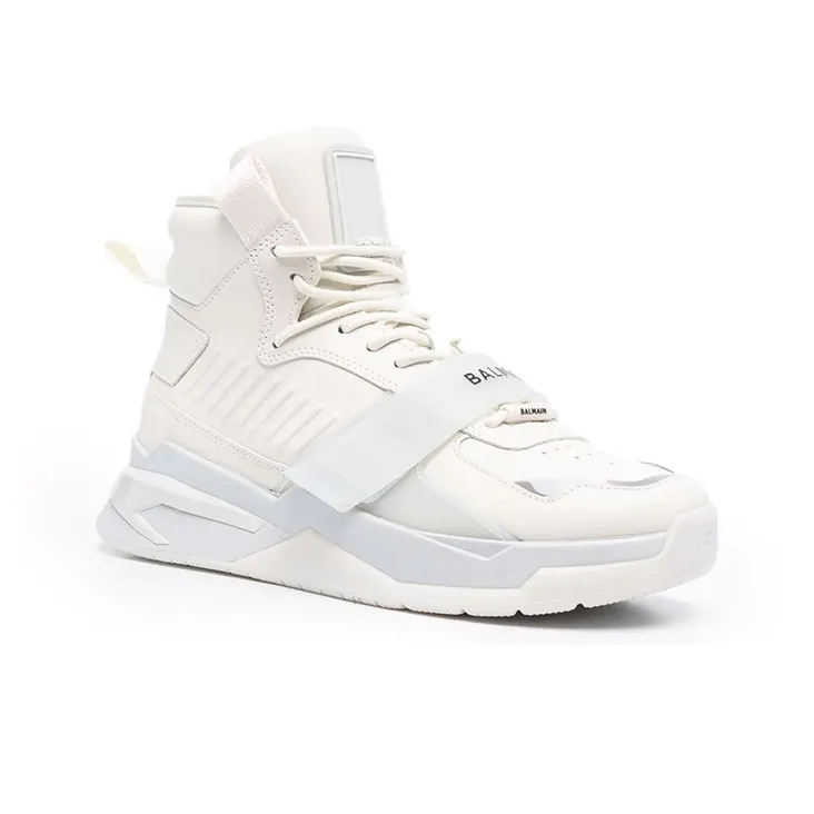 BALMAIN B Ball Cushioning Anti Slip And Wear Resistant High Top Casual Shoes Men's White-2