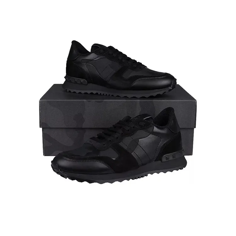 Valentino Rockrunner Breathable Low Top Casual Athletic Shoes Women's Black-3