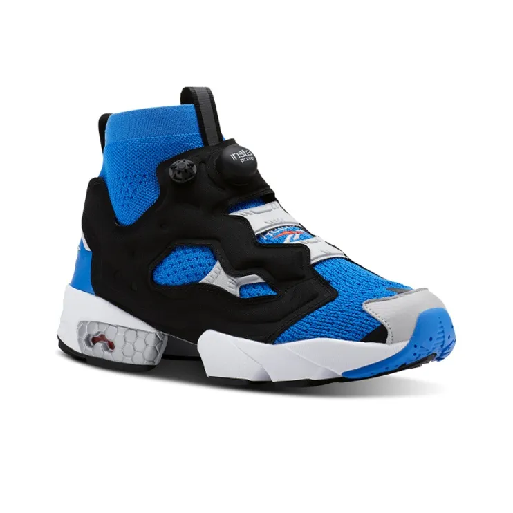 Reebok Instapump Fury Slip Resistant Shock Absorbers High Top Casual Shoes Unisex Black Blue-2