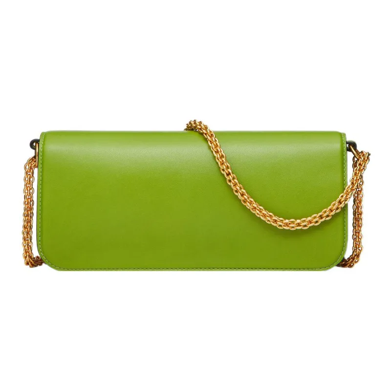 Valentino Locò Calfskin Baguette Bag Shoulder Bag Crossbody Bag Handbag Regular Women's Mustard Green Color-2