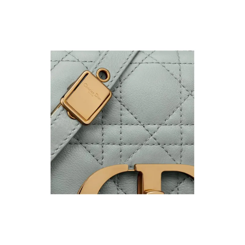 DIOR Caro Soft Cow Leather Handbag Shoulder Bag Crossbody Bag Small Size Women's Gray-4