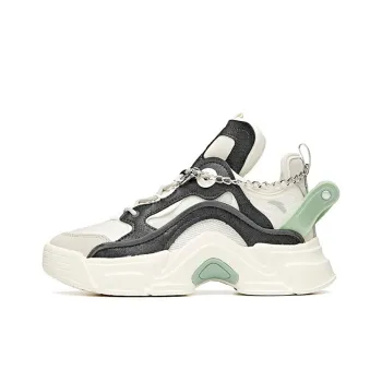 ANTA Casual Shoes Women's Low Top Ivory White/Castle Gray/Green