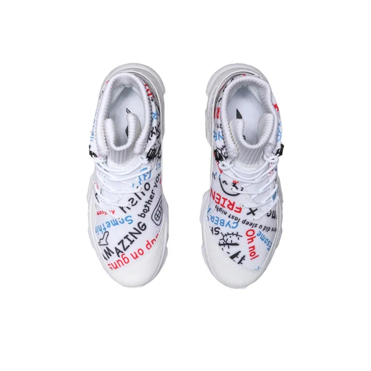 LiNing CF Countflow AMMO Cushioning Anti Slip And Wear Resistant High Top Casual Shoes Men's White Red Blue-3