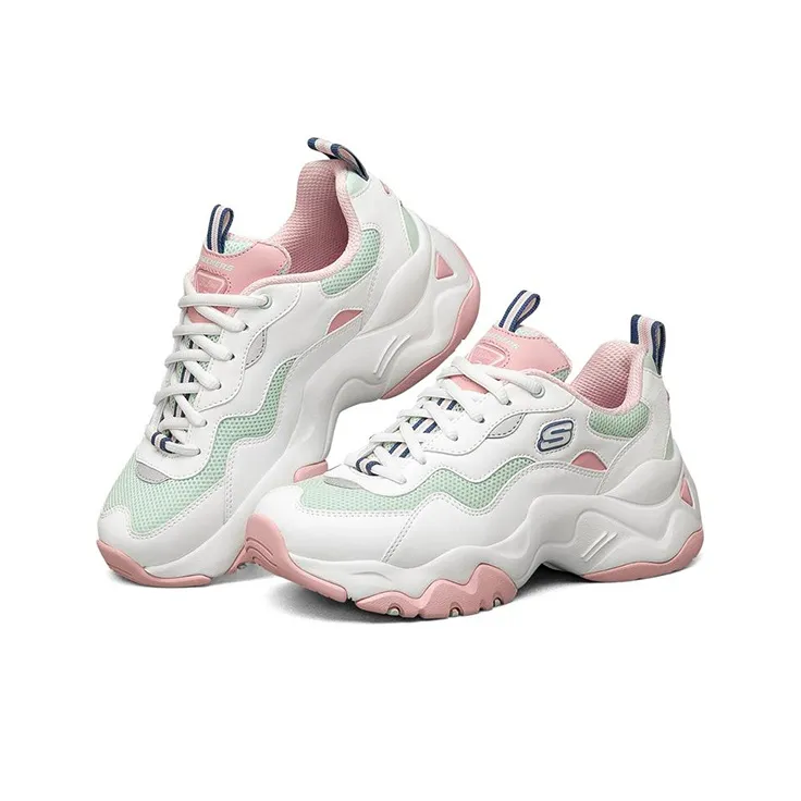 Skechers D'LITES 3.0 Cushioning, Slip Resistant, And Abrasion Resistant Low Top Casual Shoes Women's Pink White Green-2