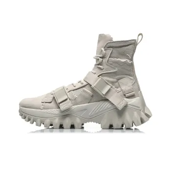 LiNing CF Cushioned Slip Resistant Abrasion Resistant High Top Sports Casual Shoes Men's Antarctic Gray