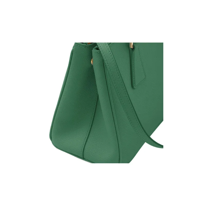 PRADA Galleria Killer Bag Leather Shoulder Bag Crossbody Bag Handbag Small Size Women's Green-3