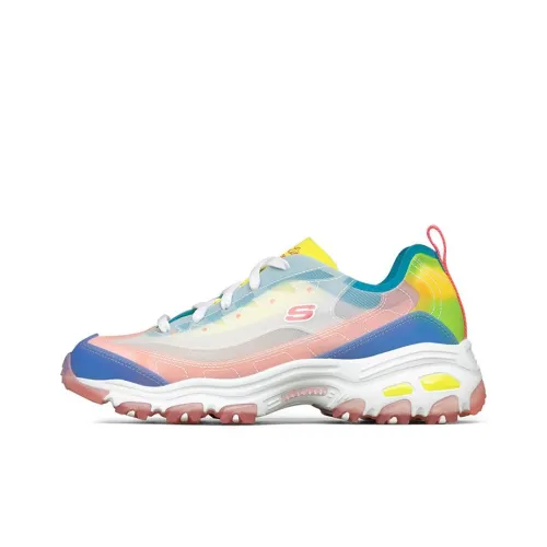 Skechers D'LITES 1.0 Cushioning Anti Slip Wear Resistant Breathability Low Top Casual Shoes Women's Pink Blue Yellow