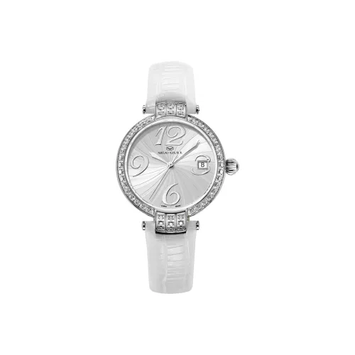 Sea Gull Automatic Mechanical Movement Leather Strap Watch Women's Watch White Dial