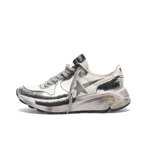 Golden Goose Running Sole Casual Shoes Women's Low-Top Silver White